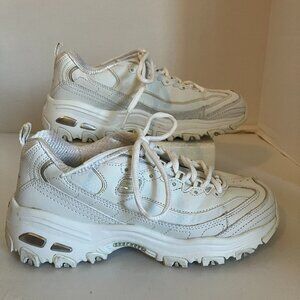 Skechers D'Lites 11931 White/Silver Womens Size 6 Memory Foam Air-Cooled.